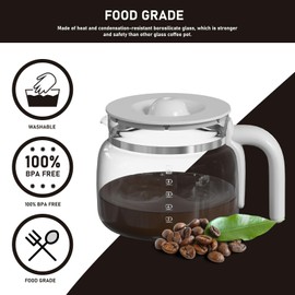 DCGC01 10-Cups Replacement Glass Carafe Pot Compatible with Smeg DCGC01 DCF02 DCG01 Overflow Coffee Maker