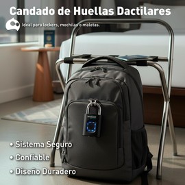 Bluelander Candado de Huellas Dactilares, Candado Inteligente, Hasta 10 Usuarios, Chapa de Seguridad para Locker, Oficina y Hogar, Candado Electrónico Seguro