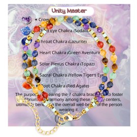 Farfume Crystal Bracelet Gifts Chakra Bracelets for Women, Amethyst Beaded bracelets Anti Anxiety Bracelet for Women Girls-Double Link in One bracelets