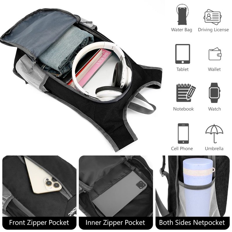 flintronic Foldable Backpack, 16L Small Hiking Backpack, Ultralight Hiking Backpack,