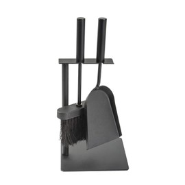 Aboniris Hearth Tidy Set, All Black, Wood Stove Tool Set, Fireplace Companion Set