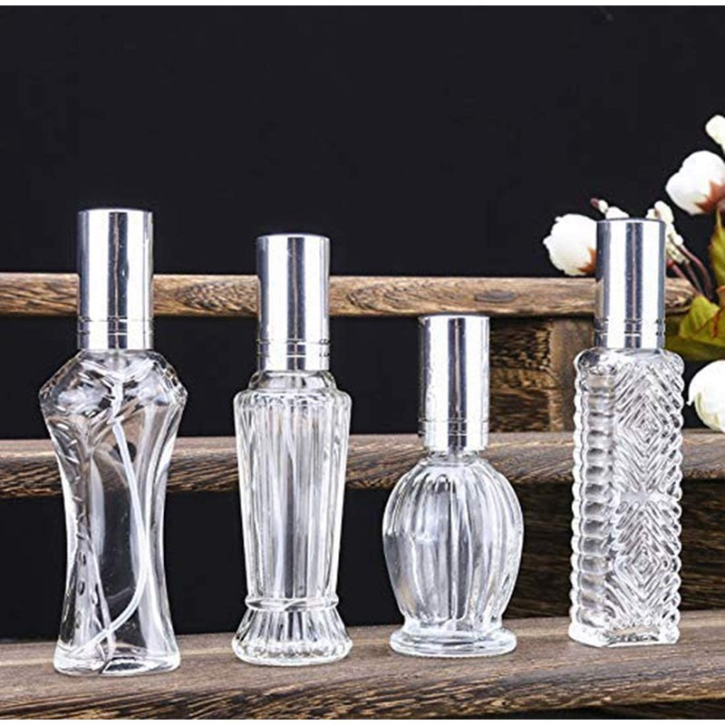 H&D 4 Stück Vintage nachfüllbare Parfümflaschen Glas Leere Sprühflasche Hochzeit