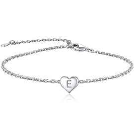 ChainsPro Friendship Bracelet Initial Bracelet Ladies Bracelets Heart Bracelet 925 Silver Bracelet for Women Sterling Silver Bracelets Gifts for Women