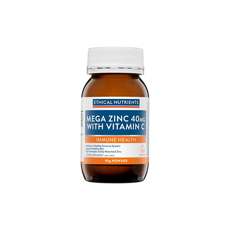 Ethical Nutrients Mega Zinc 40mg with Vitamin C Orange 95g