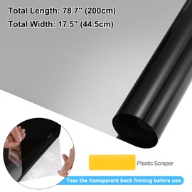 HARFINGTON Blackout Window Privacy Film 100% Sun Blocking 17.5"x78.7" Static Cling Room Darkening Cover for Home Day Sleep and Office, Black