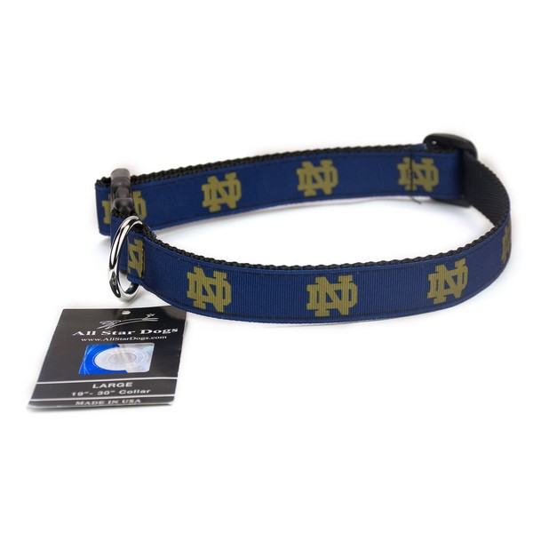 All Star Dogs Notre Dame Ribbon Dog Collar - Small