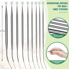 Coopay Circular Knitting Needles 100 cm, 9 Pieces Stainless Steel Knitting Needles Set, Metal Circular Knitting Needles 2.0 mm, 2.5 mm, 3.0 mm, 3.5 mm, 4.0 mm, 4.5 mm, 5.0 mm, 5.5 mm, 6.0 mm,