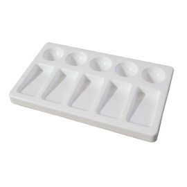 White Plastic Painting Palette with 5 Sloping Wells & 5 Circular Wells