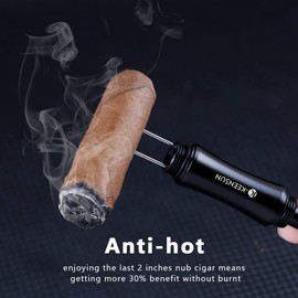 KEENSUN 3-in-1 Cigar Punch Tool Set with Cigar Punch(8mm), Cigar Draw Enhancer Cutter and Twin Nubber (Black)
