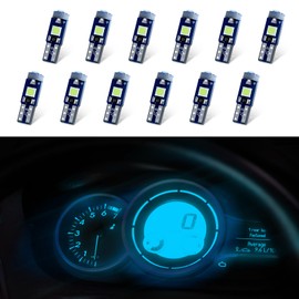 DWARFOO 12Pcs T5 LED Bulbs, 74 73 37 2721 LED Bulb, 3030 Chips Super Bright Replacements, Canbus Error Free Car LED Lights Replaces for Instrument Cluster Dashboard Panel Gauge Indicator (Sky blue)