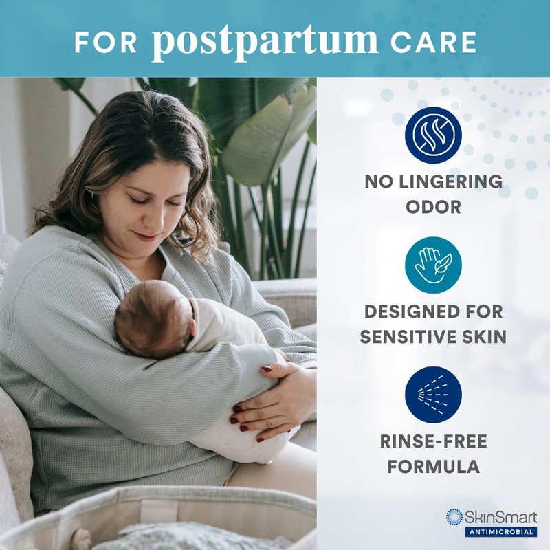 SkinSmart Antimicrobial Perineal Cleanser, Ideal for Incontinence Care and Postpartum,