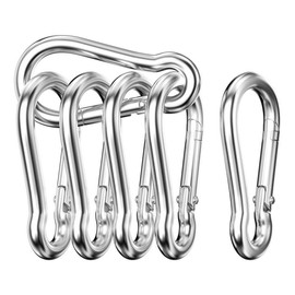 Mesybveo Carabiner hook, spring carabiner made of 304 stainless steel, safe load capacity 140 kg, spring closed 60 x 30 x 5.9 mm, carabiner (12)