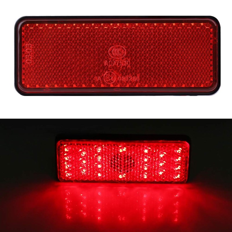 Eacam Motorcycle Rectangle Reflector Tail Brake Light, Universal LED Stop