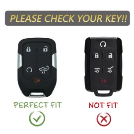 Key Fob Cover for Chevy GMC 5 Buttons Soft TPU with Leather Keychain Key Fob Remote Case Fit for Chevy Silverado GMC Acadia Denali Terrain Denali 2017-2023丨HYQ1EA HYQ1ES 13529632 13591396丨 (Black)