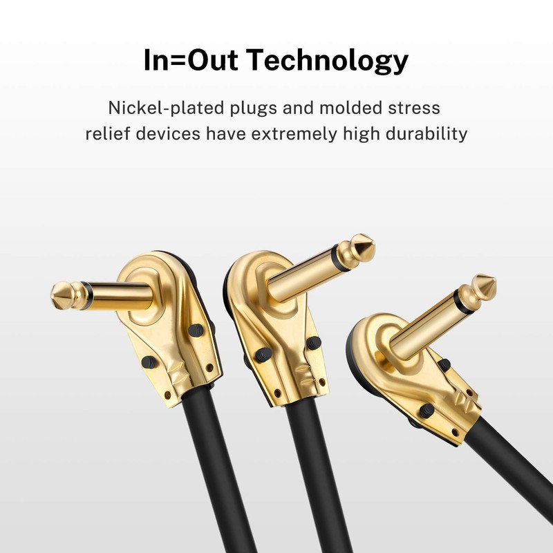 Donner Guitar Patch Cables Right Angle, 12 Inch Effect Pedal