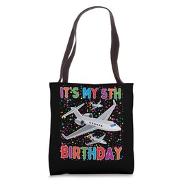 It's My 5th Birthday Airplane 5 year old Birthday Boy Girl Tote Bag
