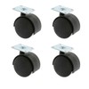 Set of 4 Furniture Castors Diameter 50 mm Black Plastic