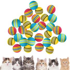 YKKJ Pack of 30 rainbow cat balls, rainbow colour balls, for pets, cats, kittens, training sports, indoor outdoor activity.