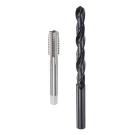 sourcing map Tap and Drill Bit Set, 7/16-14 UNC Thread Tap & 3/8.9" Black Oxide Twist Drill Bit, Straight Flute Tap Tapping Threading Repair Tool Kit