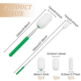BENECREAT 3 x Telescopic Sponge Sticks for Pottery, Absorbent Sponge Head with Stainless Steel Handle for Efficient Water Removal of Ceramics, Extendable to 70 cm Length