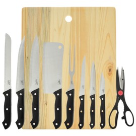 Gibson Home Wildcraft 10 Piece Cutlery Set with Wooden Cutting Board