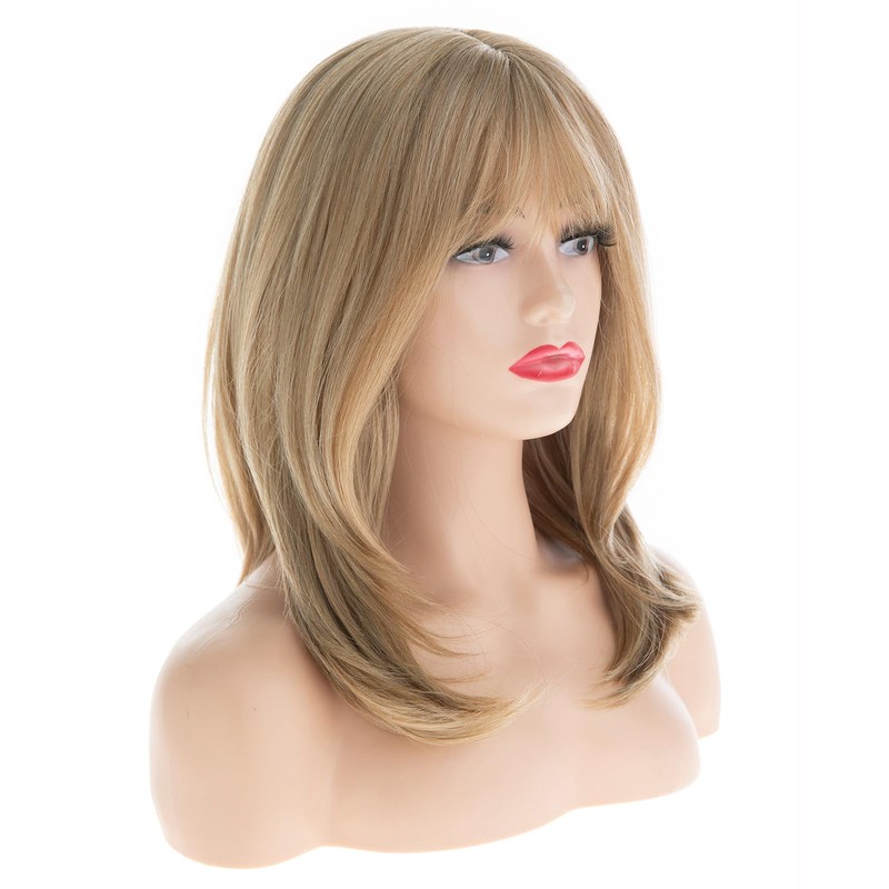 RicHyun Women Blonde Bob Wigs with Bangs Layered Straight Natural