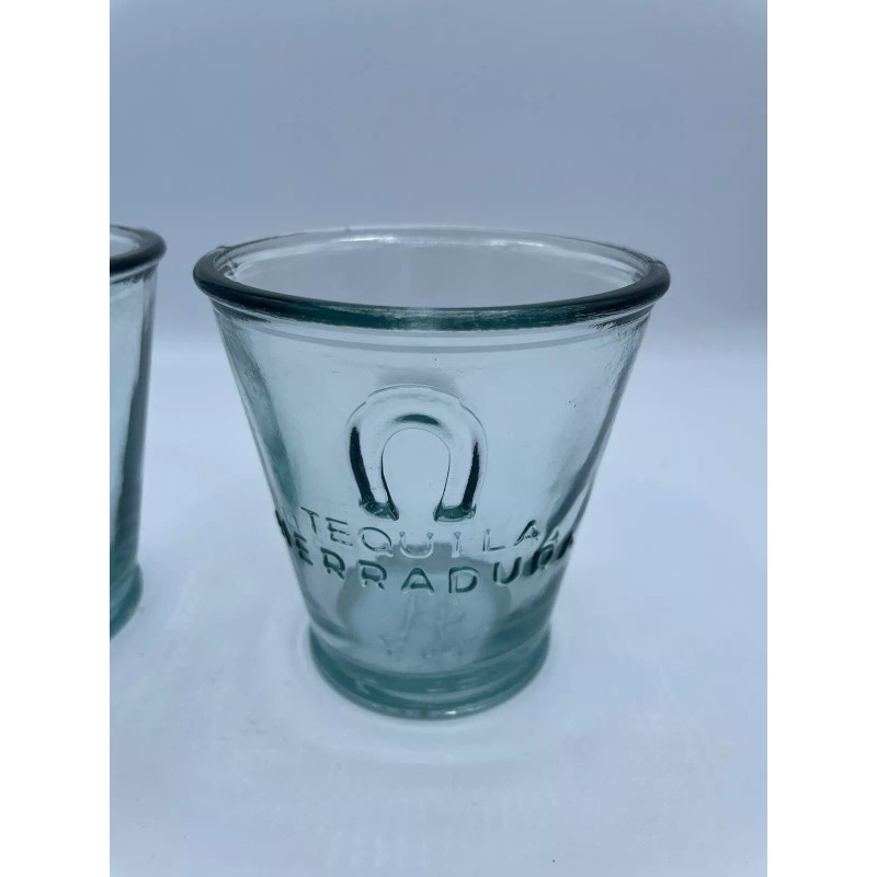Herradurra Set of 2 Tequila Herradura Rocks Glasses Clear Blue/Green