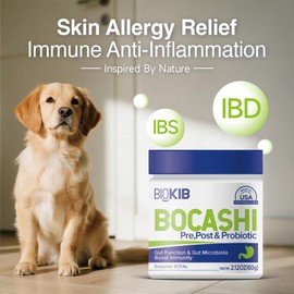 BOCASHI Probiotics for Dogs & Cats, Pet Fermented Nutritional Powder - for Digestive Health, Gut Support, Diarrhea & Constipation, Immune Booster - Natural, Made in USA - 60 Scoops