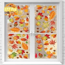 Pack of 177 Autumn Window Pictures, 9 Sheets Thanksgiving Window Stickers, Thanksgiving Window Stickers, Window Stickers for Children, Autumn, Window Stickers Autumn, Reusable