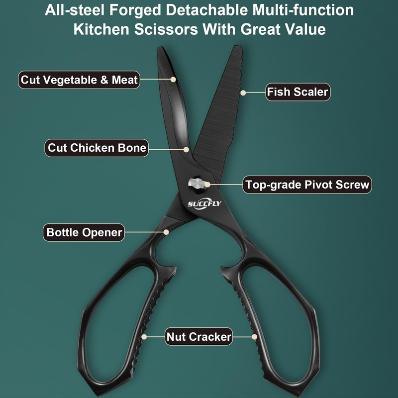 SUCCFLY Kitchen Scissors for Food，Premium Kitchen Shears Heavy Duty，8.8″Ultra Sharp