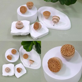 Pack of 12 Rattan Furniture Knobs, Cabinet Knobs, Boho Decorative Cabinets, Furniture Knobs, Wooden Chest of Drawers Knobs, Vintage Drawer Cupboard, Wooden Handles for Kitchen Cupboards, Door Knobs,