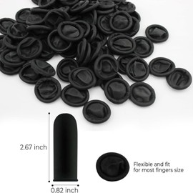 Fenglin-joy Latex Finger Cots, Pack of 100 Antistatic Finger Cots Waterproof Finger Protection Finger Cover Made of Latex for Tattoo Beauty Cleaning Jewellery Hand Eczema (Black)
