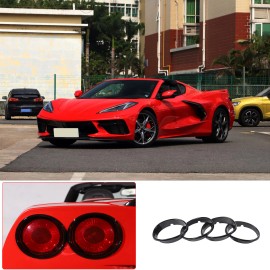 MODY 4PCS ABS Glossy Black Rear Tail Light Lamp Cover Trim Ring For Corvette C6 05-13