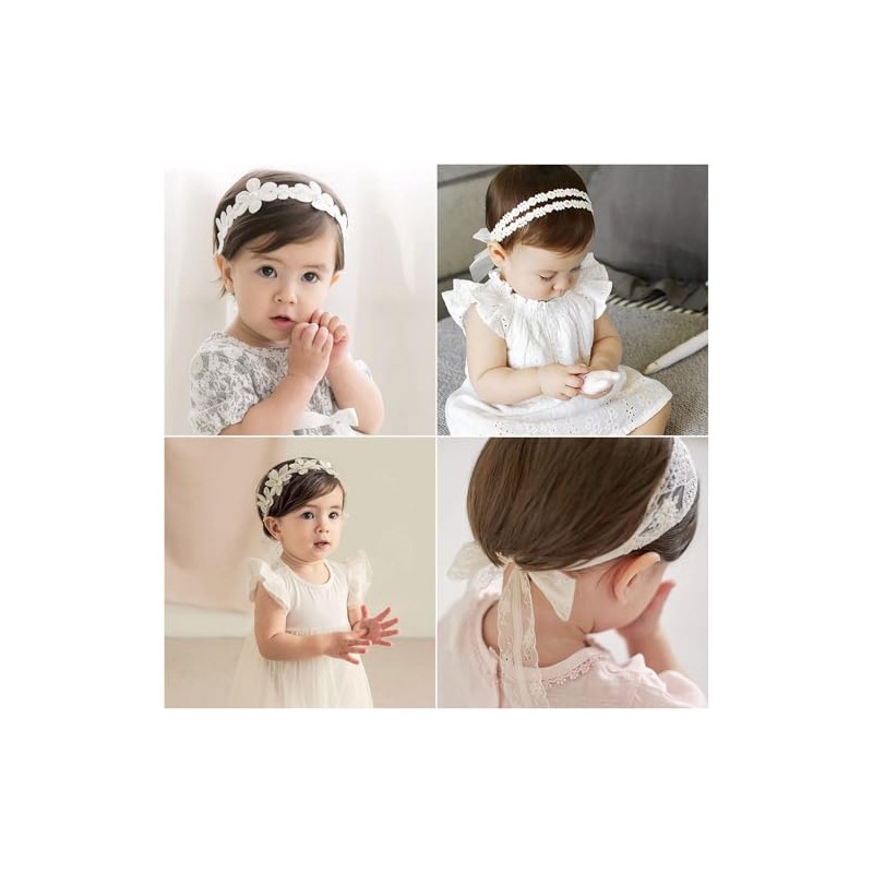 Diadema de Encaje Suave con Nudo de Lazo, 4 Pcs