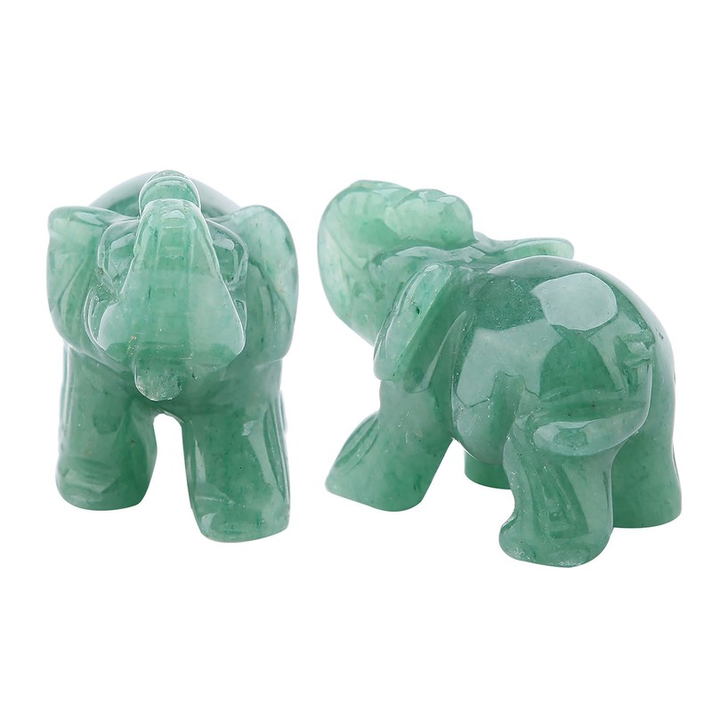 2inch Natural Jade Carved Elephant Crystal Figurine Home Decoration Furnishing