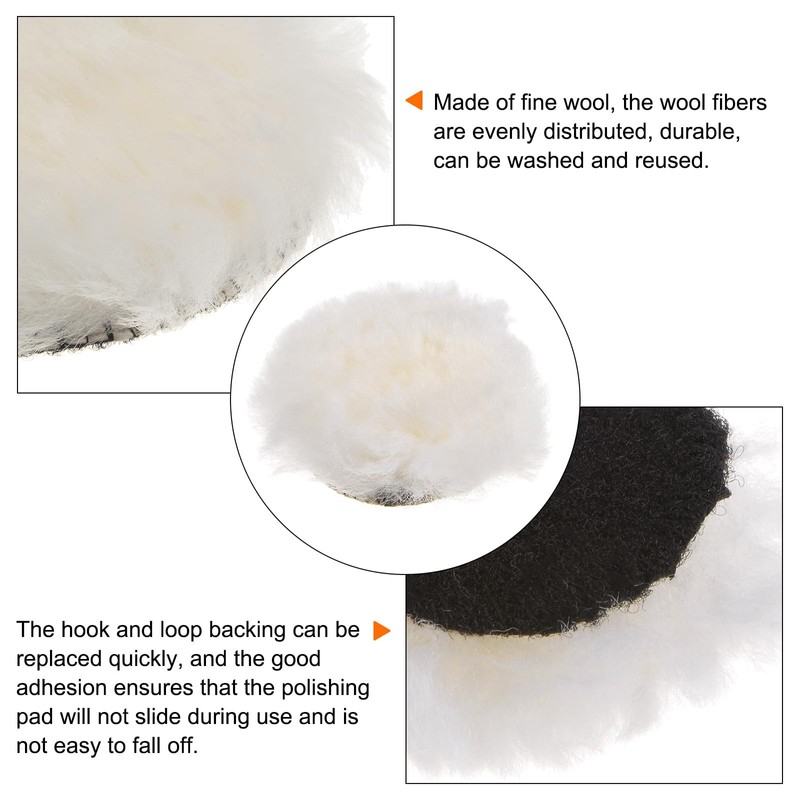 sourcing map 5pcs Wool Buffing Pads, 2 inch Wool Polishing