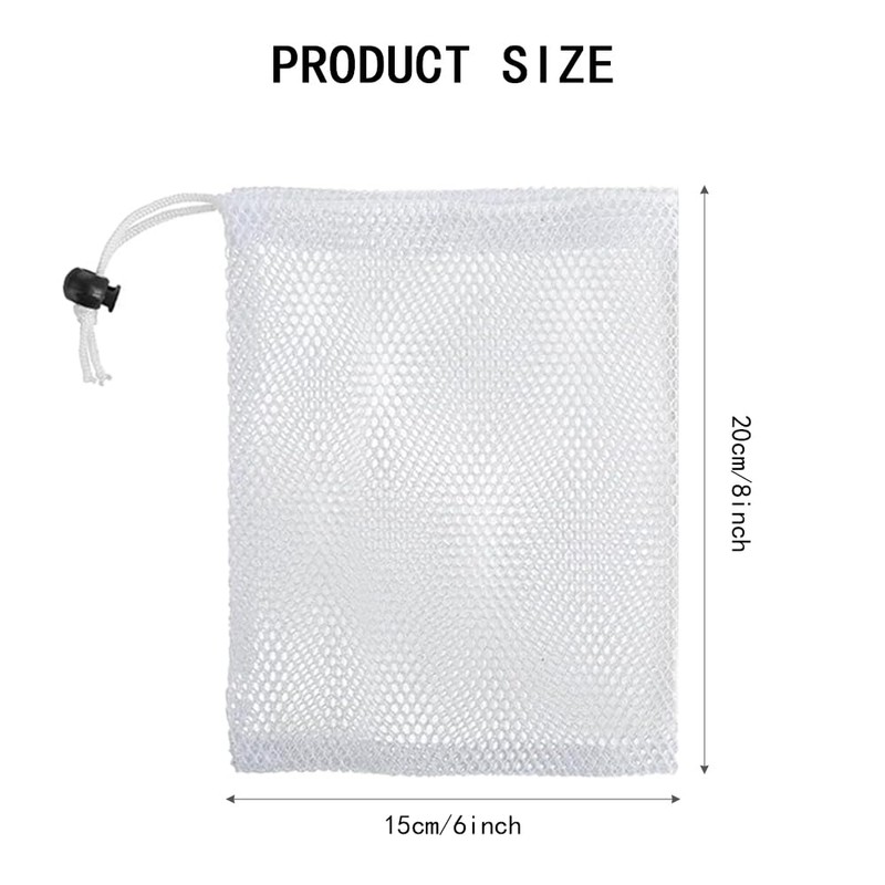 TRKETK 6 Pcs Mesh Drawstring Bags, Polyester Small Net Mesh