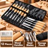 12-Piece Wooden Carving Chisel Set – Full-Size Woodworking Knives and