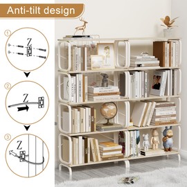 espidoo 5 Tier Vintage Industrial Bookshelf: Large Open Bookcase with Metal Frame & MDF Board - 450lbs Capacity for Home Office & Living Room - Wall-Mounted Storage Shelf for Books & Decor