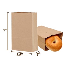 DOTUHAO Paper Lunch Bags 100 Count, 3.5x2x7'' Brown Paper Bags, Snack Bags, Grocery Bags, Paper Bags, Brown Paper Lunch Bags, Brown Lunch Bags for Food Storage & Packing