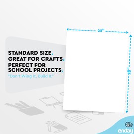 White Poster Board 22x28 Poster Paper, Value Poster Boards Pack of 100 Sheets Posterboard, Large Poster Board Bulk for School Supplies Art Craft Project Presentation - Enday