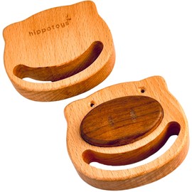 HippoToys Rattle Toys for Babies 0-6 Months, Wooden Toys for Babies, Wood Baby Toys, Montessori Wooden Teethers, Animal Shape, Shaker Sound, Sensory Newborn Essential, Baby Gift
