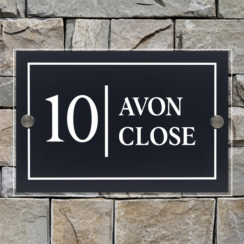 Badgemaster Layered Glass Effect Modern Anthracite Acrylic House Number Sign