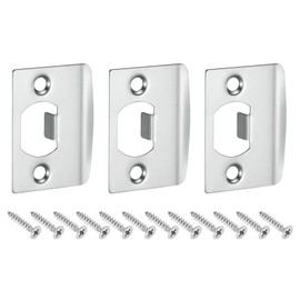 sourcing map 3Pcs Door Strike Plate, 57mm x 45mm Stainless Steel Latch Deadbolt Replacement Lock Strike Plate for Door Frame Door Jamb Reinforcement, Silver