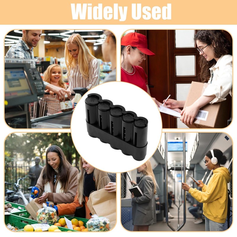 Coin Box with 5 Compartments, Coin Dispenser in Black, Change