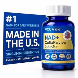 Suplemento NAD+ de 500 mg - Ribosida de nicotinamida para energía celular y salud mitocondrial, NAD Plus Boosting Support Healthy Aging, Stamina & Vit