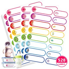528 Pcs Baby Bottle Labels for Daycare Essentials, Tinabless Waterproof Baby Name Label, Washable Bottle Labels, Reusable Self-Adhesive Tag Stickers for School Essentials, Self-Laminating Write-on