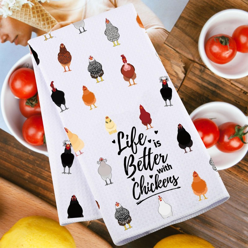MYSOMY Chicken Kitchen Towels Chicken Dish Towel Chicken Mom Gifts