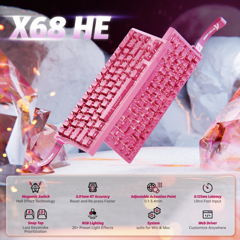 ATTACK SHARK X68 HE 8000Hz Rapid Trigger Keyboard, 0.01mm RT