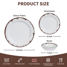 Yinshine Melamine Dinnerware Set-12 Piece Melamine Plates and Bowls Set for 4,Lightweight yet Durable Dish Set,Camping/RV Unbreakable Serving Dishes, Dishwasher Safe, Off White